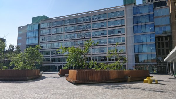 View of the Theo Thijssenhuis from inside the campus yard